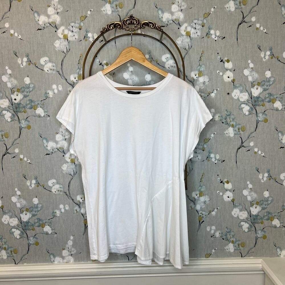 Banana Republic White Mixed Media Short Sleeve Top - Size XL